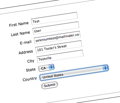 screenshot of a filled out form